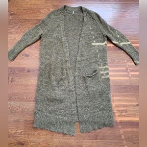 Free People Long Brown Cardigan Oversized Size Small With Pockets